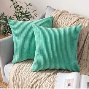Teal Corduroy 16” Square Throw Pillows